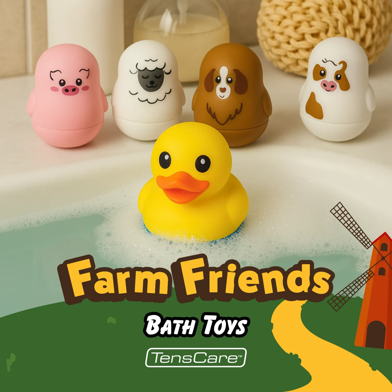 Tenscare Farm Friends παιχνίδια μπάνιου θερμόμετρο 5 τεμάχια