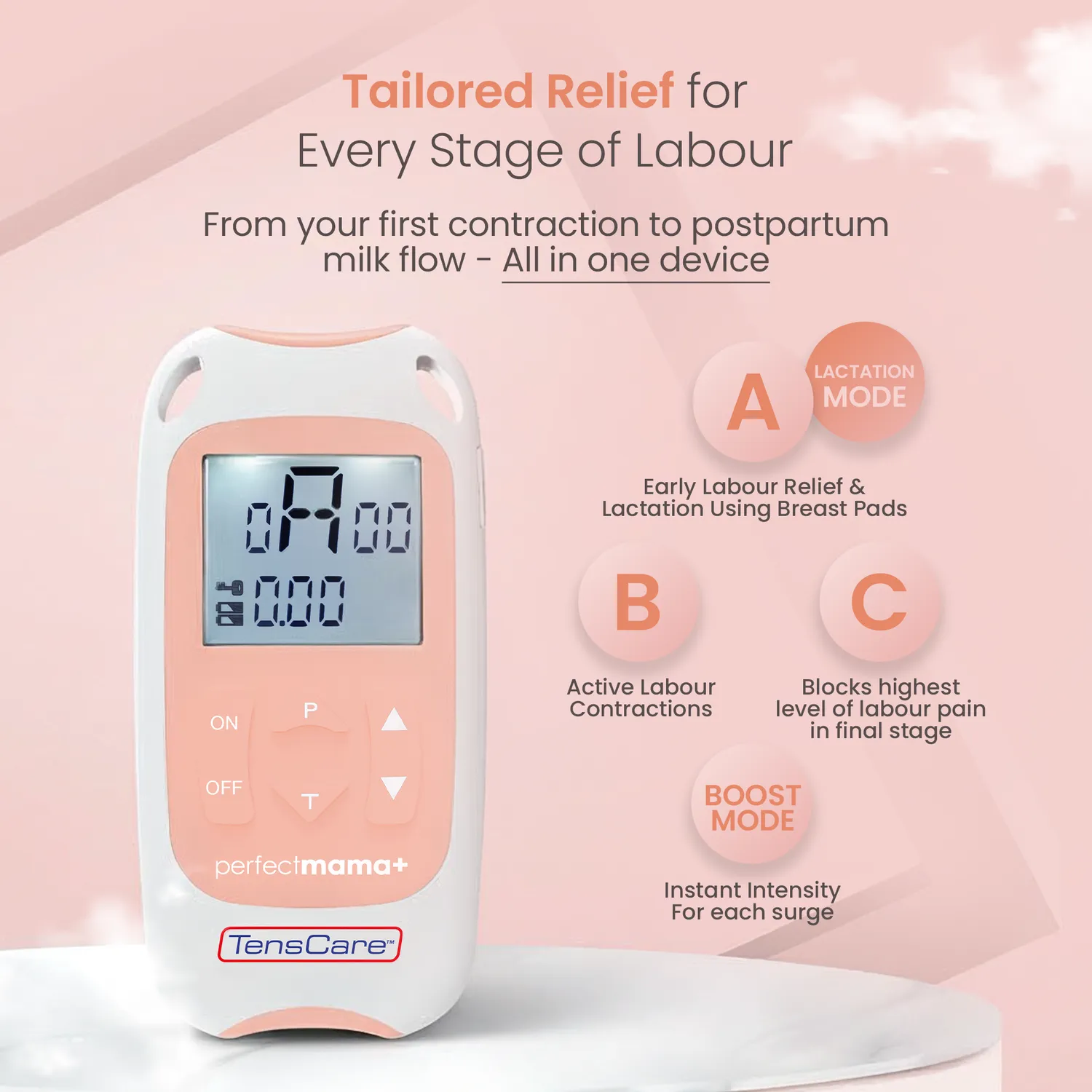 Tenscare Perfect mama+ συσκευή TENS τοκετού με timer