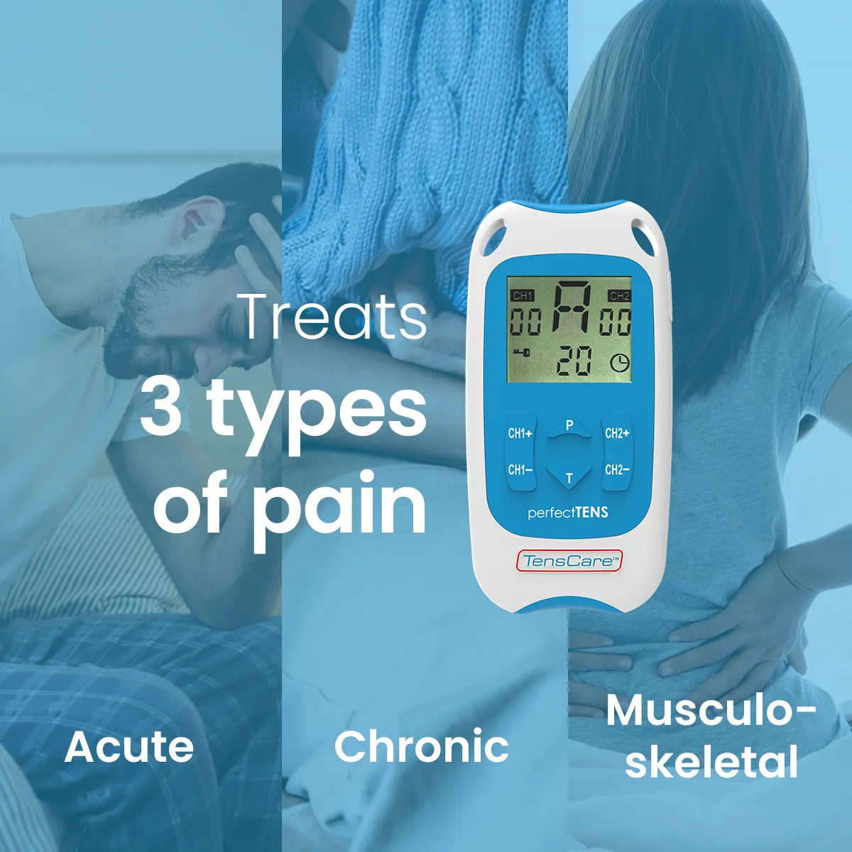 TensCare Perfect TENS συσκευή πόνου + KneeStim γόνατο